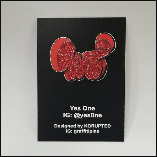 Yes One Red Glitter Throwie - Enamel Pin